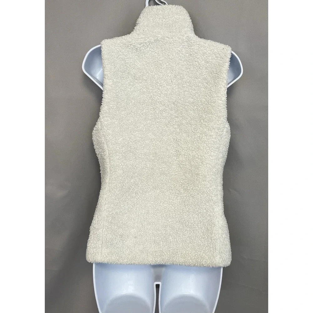 Patagonia Vest Womens Medium White‎ Fleece Sherpa Full Zip Lined Pockets Cozy